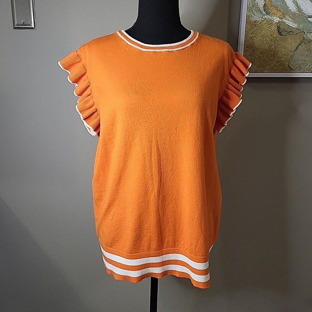 Tennessee Orange Game Day‎ Sweater XL Ruffle Sleeve Knit Top Vols Color